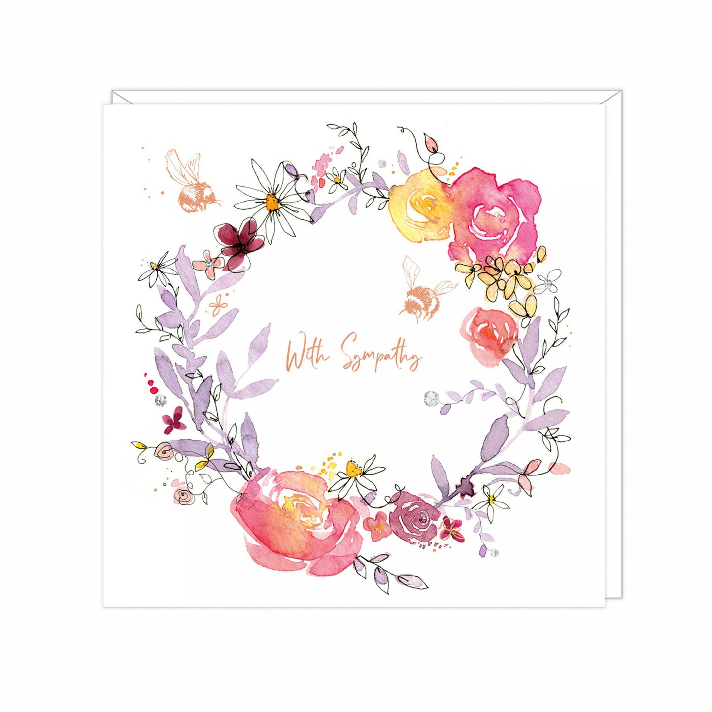 With sympathy- bumblebee & flower design