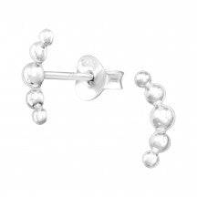 Geometric ball curve sterling silver stud earrings