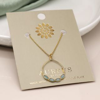 14K gold plated amazonite bezel hoop necklace