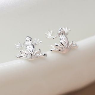 Sterling silver tree frog earrings