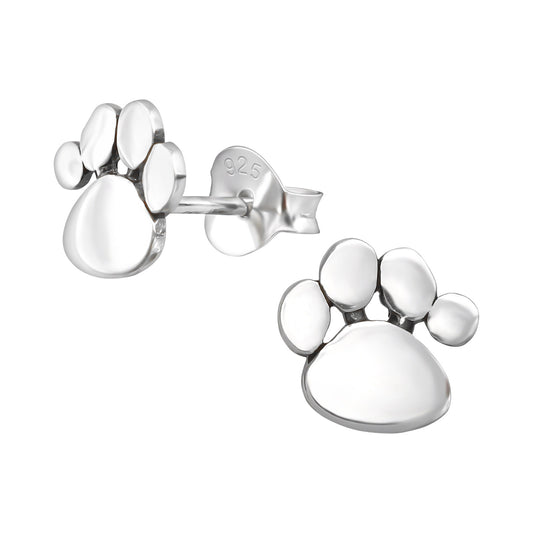 Paw print sterling silver earrings