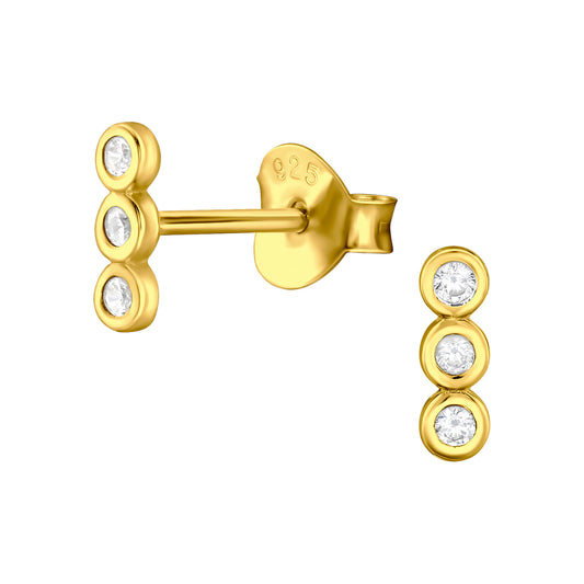 Triple crystal stud earrings